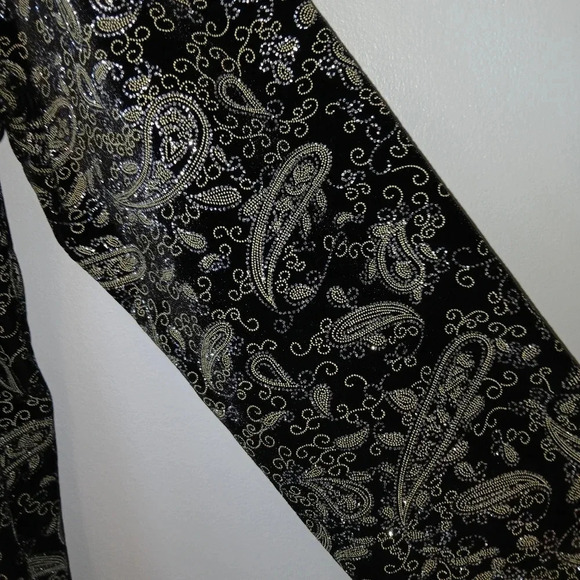 Notations womens Large black velvet layered black sparkly shirt party event - Picture 3 of 10